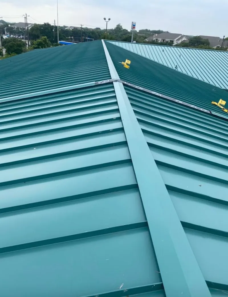 Green commercial metal roof ridge and valley for Metal Roof Repair in Merchantville